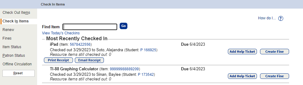 Checked in resource showing in the Most Recently Checked In section.